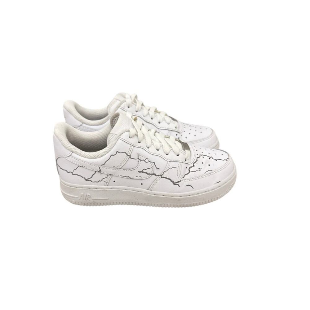 Nike Shoes Air Force 1 AF! White Custom Lightning Bolt Sneakers Size Women's 6.5